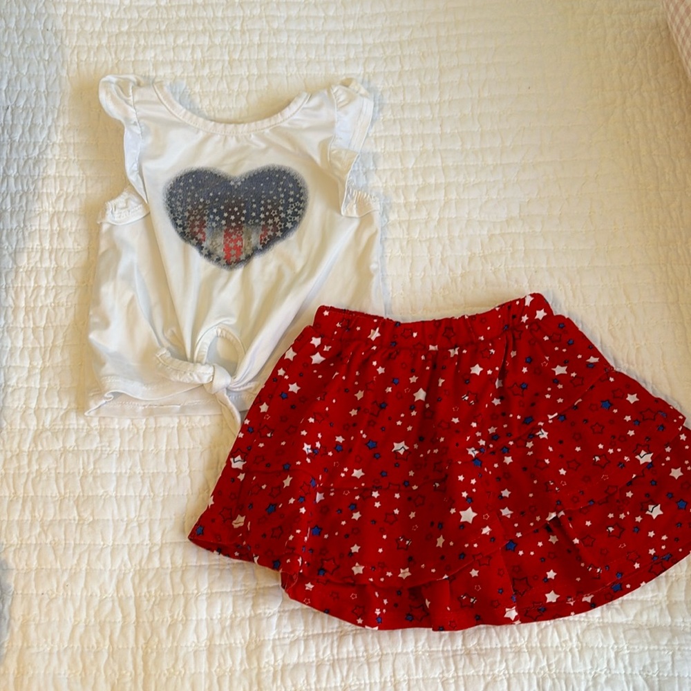 Btween brand American red white and blue girls 3T top and skirt